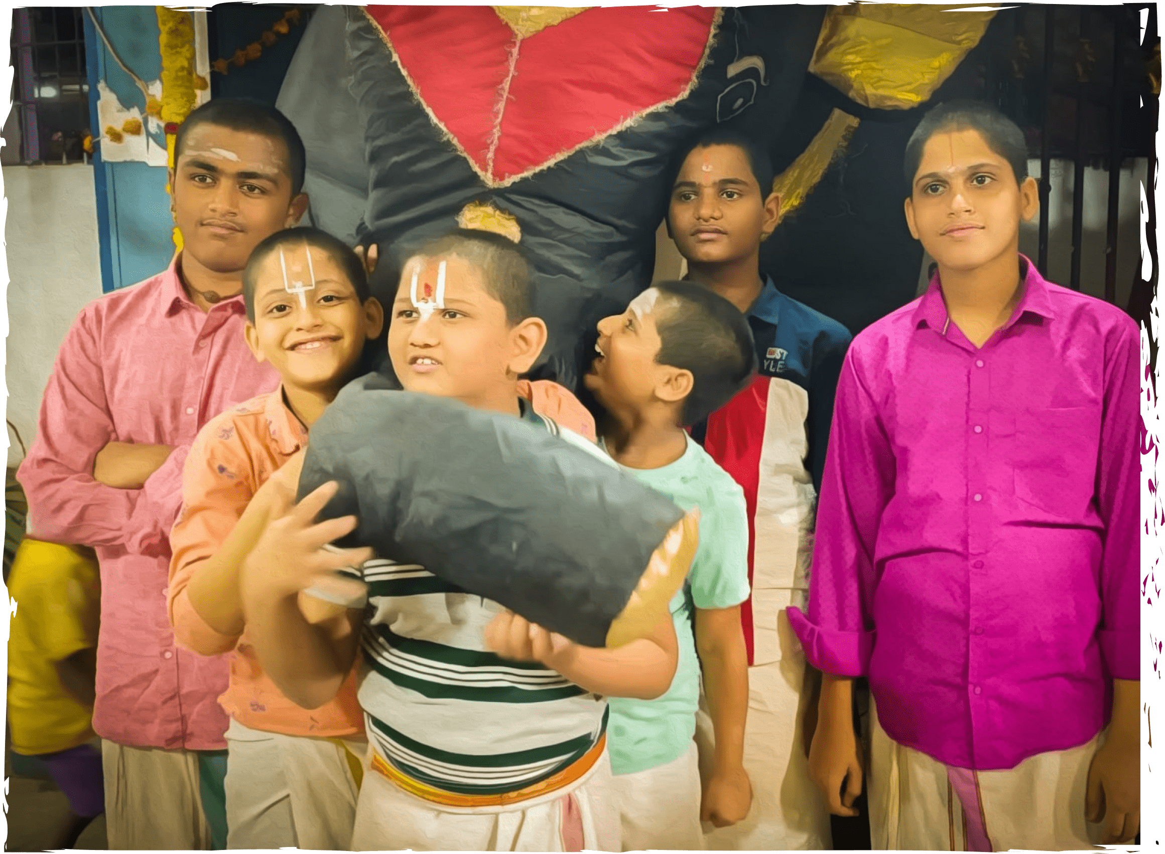 A group of Gurukulam's Vedic students.