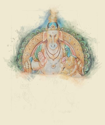 A watercolor picture representing Sama Veda.